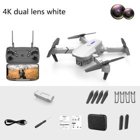 Dual-Lens Folding Drone Fixed-Height Four-Axis Aerial Photography Aircraft Remote Control Aircraf (Option: White-4K dual lens-3 battery)