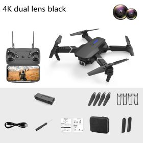 Dual-Lens Folding Drone Fixed-Height Four-Axis Aerial Photography Aircraft Remote Control Aircraf (Option: Black-4K dual lens-3 battery)