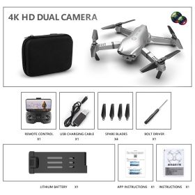 Folding Drone HD 4K Aerial Photography Four Axis (Option: Silver-4k)