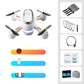 Mini Aerial Photography Gradient LED Remote Control Plane (Option: White-Single power-Standard version)