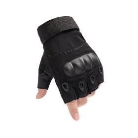 Tactical Military Fingerless Airsoft Gloves for Outdoor Sports, Paintball, and Motorcycling (Color: Black, size: large)