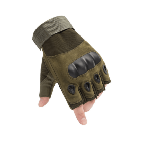 Tactical Military Fingerless Airsoft Gloves for Outdoor Sports, Paintball, and Motorcycling (Color: Green, size: large)