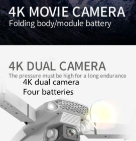 E88 Drone Photography Of High-definition Folding Four Axis (Option: Grey-4K dual camera-Four batteries)