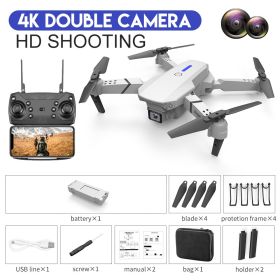 E88 Drone Aerial Photography HD 4K Dual Camera Remote Control Airplane Toy (Option: White-DualCamera 4K)