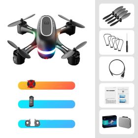 Mini Aerial Photography Gradient LED Remote Control Plane (Option: Black-Single power-Standard version)