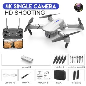 E88 Drone Aerial Photography HD 4K Dual Camera Remote Control Airplane Toy (Option: White-4K)